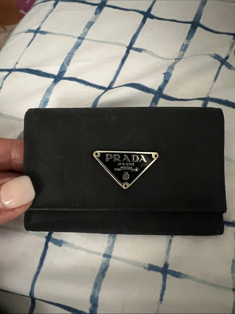 Prada Black Triangular Logo key holder Case